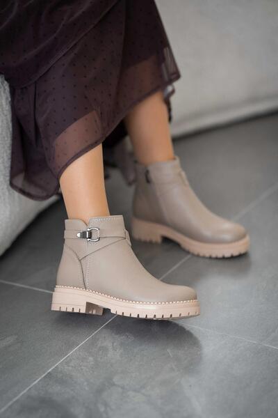 Parponi Γυναικείες κοντές μπότες από γνήσιο δέρμα Mercury Mink