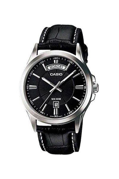 Casio Men's Watch with Leather Strap Model MTP1381L 1AVDF - 47 mm - Black