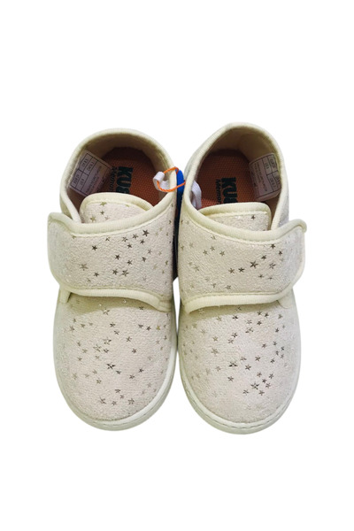 KU&PA SHOES Pas Beige Gold Star Print Kids Unisex Slippers Shoes Velcro Anti-Slip Home Slippers Kp-2008