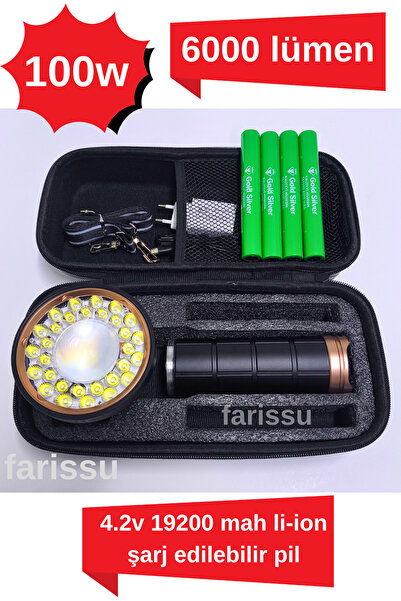 HTM Yapı KALİTE Gold Silver Gs-14800 | 100w Ultra Güçlü Alüminyum El Feneri –...