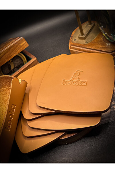 kooka leathercraft Leather, Handmade Coaster - (the Most Suitable Plated Prem...