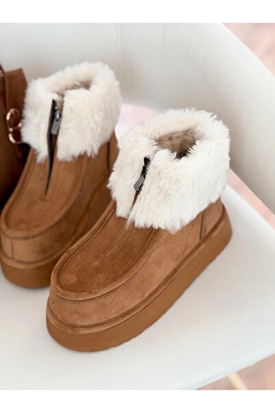 I Love Shoes Molira Kadın İçi Tüylü Bot Taba Süet