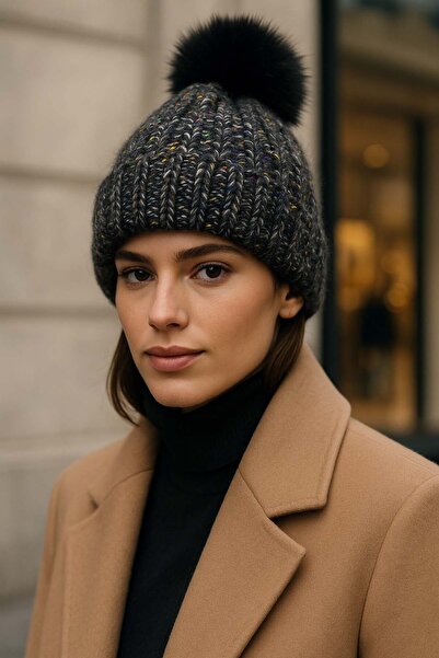 REMSA Pompom Detail Women's Beret Rkş-1142 Black