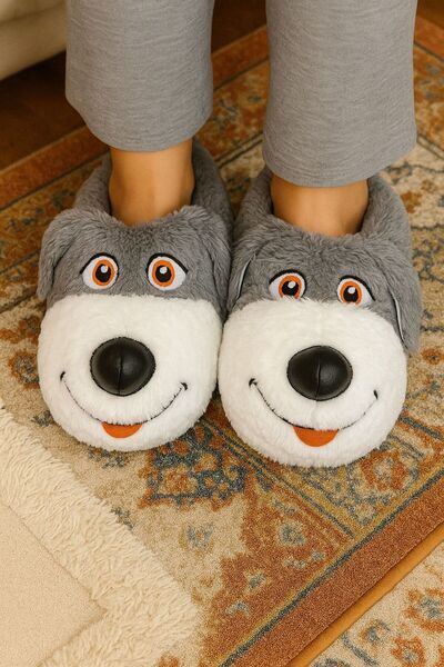 ALB TERLİK AYAKKABI SAN. TİC. LTD. ŞTİ. Плюшеві тапочки у формі собаки - Плюшеві, унісекс тапочки, теплі домашні тапочки, зручні та комфортні тапочки