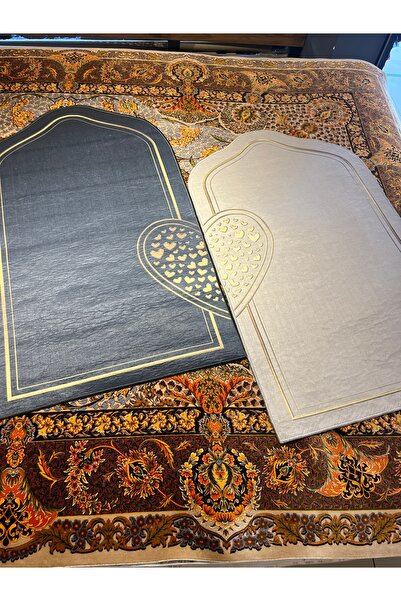 halıcı burak Dijtal Baskı Kaymaz Taban Süngerli Kalpli Seccade Eşli çift Gelin Damat Çeyizlik ikili Namazlık