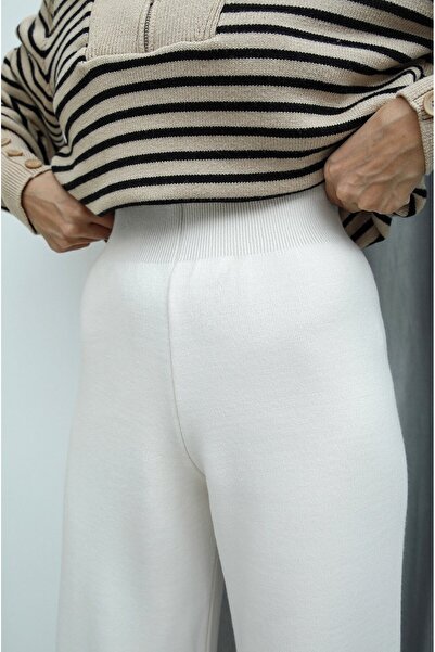 Bengi Clothing Ecru Premium Yarn Knitwear Trousers