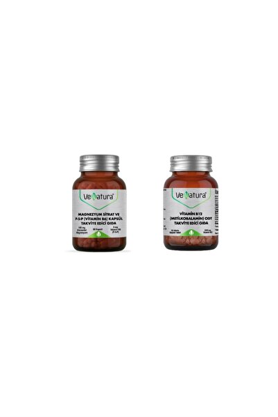 VeNatura Magnezyum Sitrat,p5p ( B6) 90 Kapsül + B12 Metilkobalamin 30 Tablet