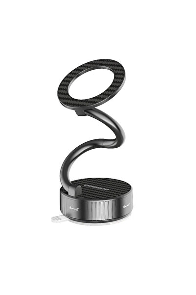 porodo حامل هاتف ماج سيف على شكل حرف S مع خاصية الشفط - أسود