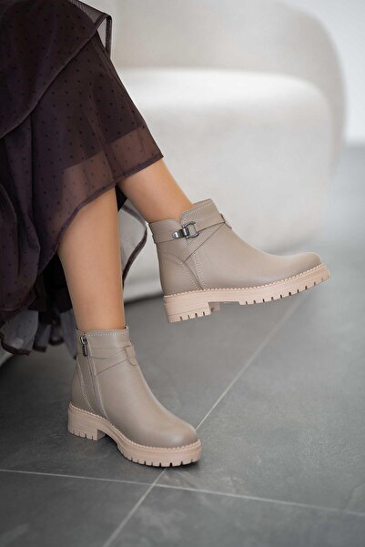 Parponi Γυναικείες κοντές μπότες από γνήσιο δέρμα Mercury Mink