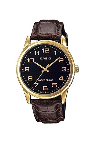 Casio Men's Leather Analog Watch MTP-V001GL-7 - 45 mm - Brown
