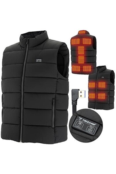 SMARTECH Heated vest with 3 heat settings, 11 heating zones, USB connection, Unisex XL, Black