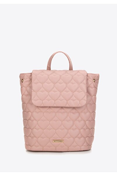 Wittchen Rucsac de damă din piele matlasată cu inimioare roz roz piele
