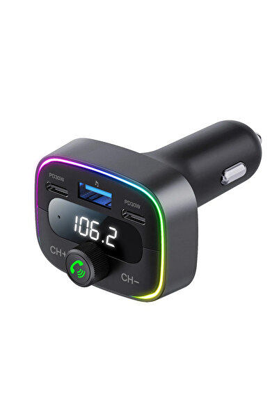 porodo جهاز إرسال FM ثنائي البلوتوث بقوة 30 واط مع قارئ أقراص USB - أسود