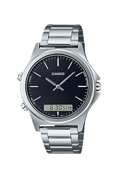 Casio Men's Black Dial Stainless Steel Band Analog-Digital Wrist Watch