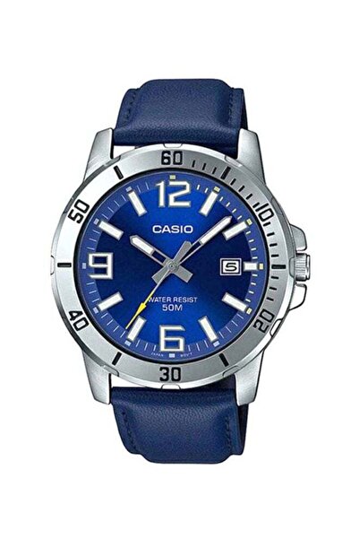 Casio Men's Leather Strap Watch Model MTP-VD01L-2B