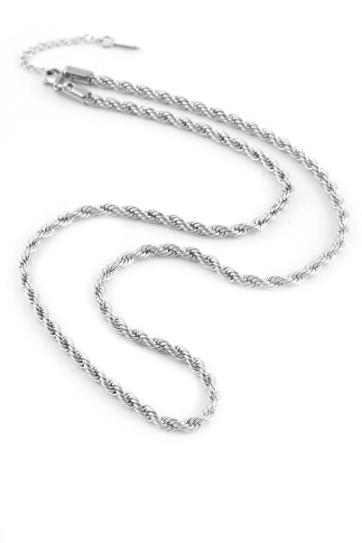 3Ecoswear قلادة ملتوية من الفولاذ 60 سم فضية 3 ملم
