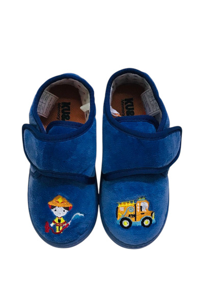 KU&PA SHOES Pas Indigo Fire Department Embroidered Kids Unisex Slippers Shoes Velcro Anti-Slip Home Slippers Kp-2011