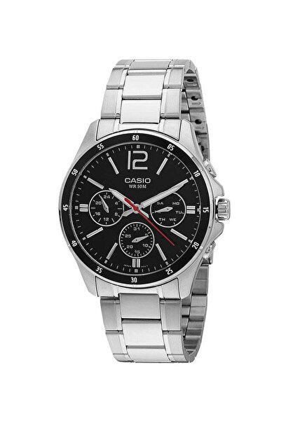 Casio Enticer Wristwatch Model MTP-1374D-1AV - 44 mm - Silver for Men