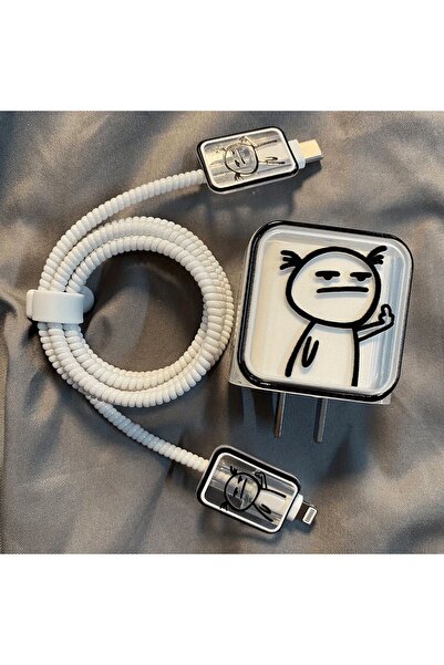 daystar İphone 18w/20w ile Uyumlu Karikatürlü Şarj Aleti Kılıfı, Şarj Kablo K...