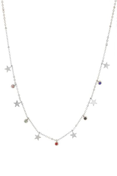 3Ecoswear قلادة فضية على شكل حرف Y من الفولاذ