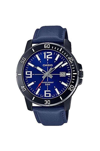 Casio Men's 45mm Leather Band Analog Watch MTP-VD01BL-2BVUDF - Blue