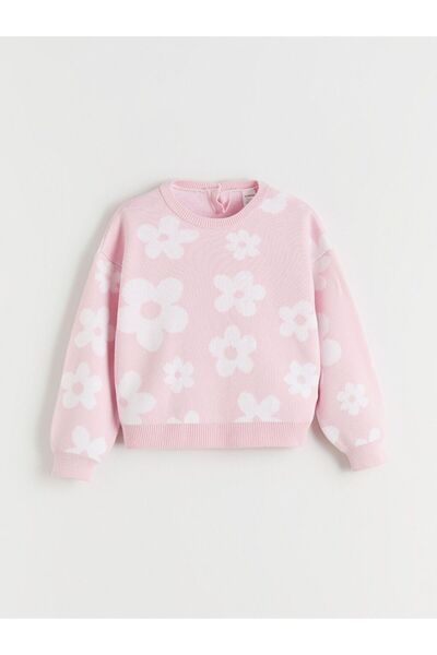 LC Waikiki Flower Patterned Girl's Knitwear Sweater