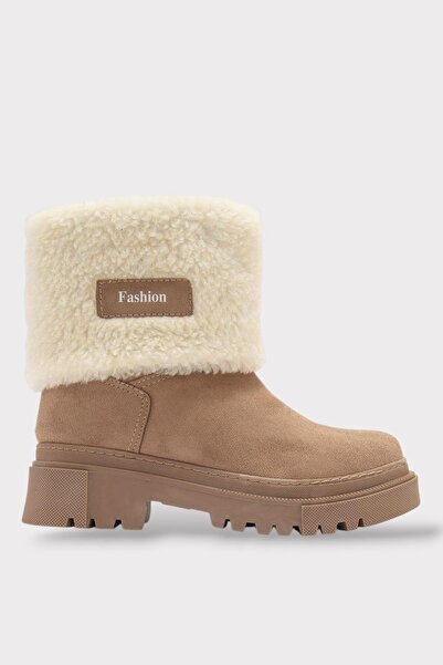 Liger Γυναικείες μπότες με χοντρή σόλα από σουέτ με γούνα ΜΠΕΖ