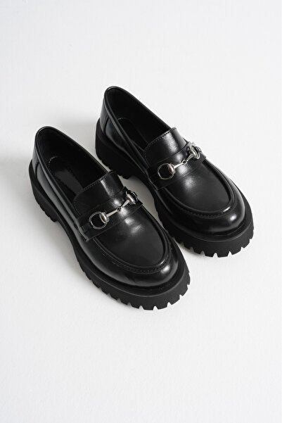 Miss Mitto Дамски черни обувки от синтетична кожа с елегантна катарама, дебела подметка и удобна форма