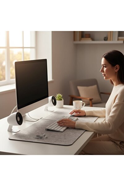 Next Craft Mouse Pad Masa Koruyucu Büyük Keçe Oyuncu Matı 3mm Açık Gri Renk 140x50 cm