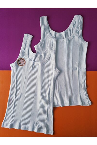 Demirsa Boutique Cotton Combed Ribbed Knit Fabric Thick Strap Oval Neck White Color Women's 2-Piece T-Shirt Undershirt