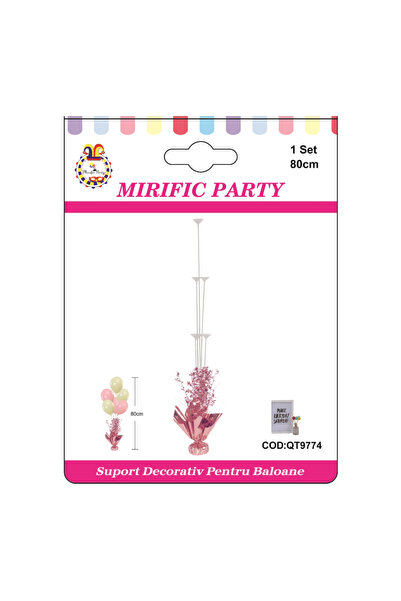 Mirific Party Suport pentru baloane, alb/roz, 80 cm