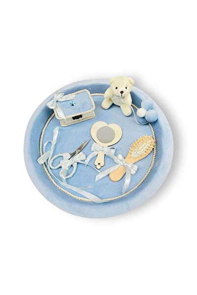 KidsMagazin Set de tăvi Mot cu ursuleț de catifea, oglindă și foarfece de tuns