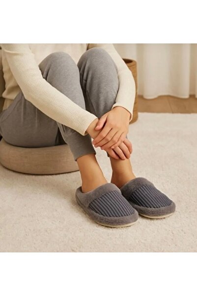ALMİNA Women's House Slippers Plush Atom Model Silent Sole Plush Fluffy House Slippers Dowry Slippers