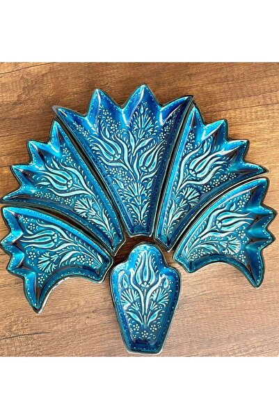 MUGUSA HEDİYELİK Handmade Chinese Ceramic Relief Patterned Caramel Model Turq...