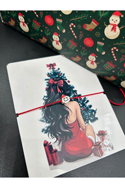 ByMerve Yılbaşı Hediyesi Çift (2 Adet )Şapkalı Noel Baba Ve Ağaç Objeli Kırmı...