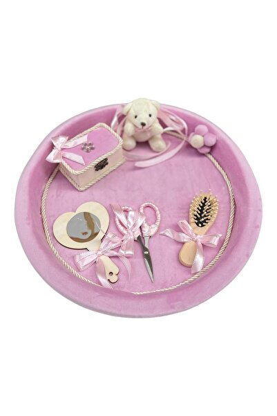 KidsMagazin Set de tăvi cu ursuleț de catifea, roz