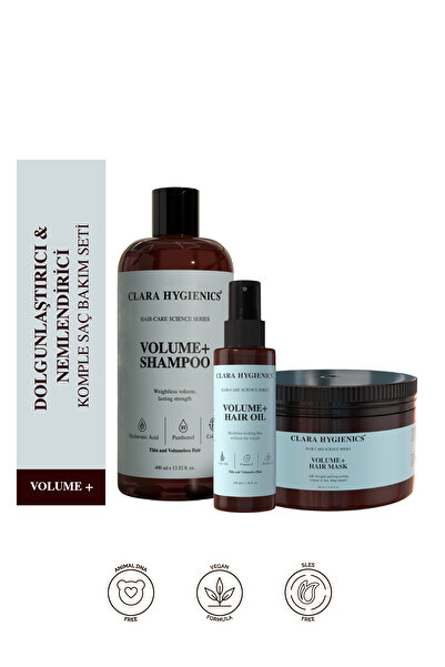 Clara Hygienics Dolgunlaştırıcı & Nemlendirici Komple Saç Bakım Seti Vegan (S...