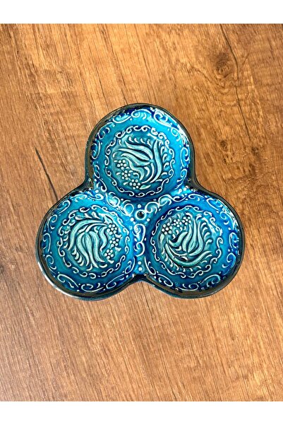 MUGUSA HEDİYELİK طبق تقديم صيني مصنوع يدويًا من السيراميك المنقوش بنمط تشيتشي...