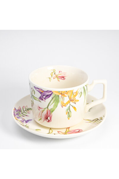 Malooki Set of 6 – Cup and Saucer with Spring Flowers – 200ml
