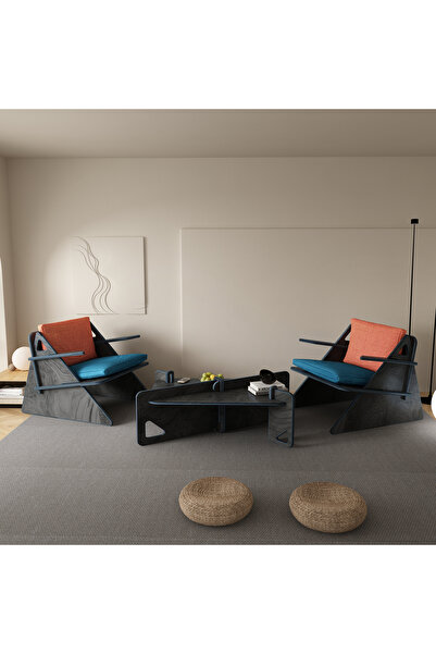 KUT TASARIM PRAKTURA-CRAFT Doğal Ahşap Çay Seti Meşe, Beyaz Sarı Kumaş (2 ADE...