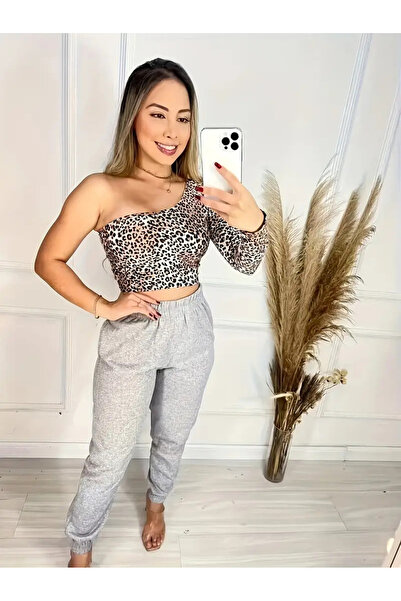 exans moda Unisex 2 Thread Ş Fleece-Lined 4 m Transitional Sweatpants with Elastic Legs Gray