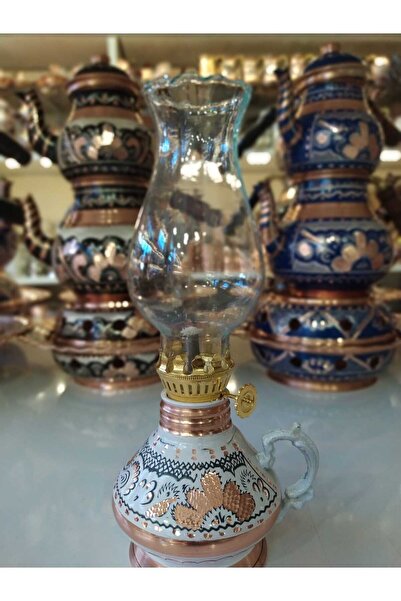KARACA BAKIR İşlemeli Küçük Bakır Gaz Lambası-Küçük Boy Desenli Gaz Lambası