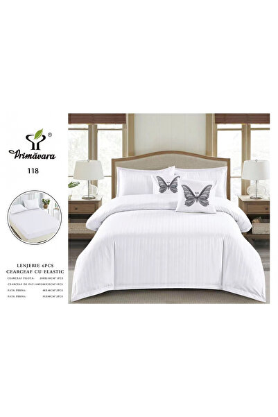 FIONNA.RO Damask Underwear With Elastic And Pillowcases - White