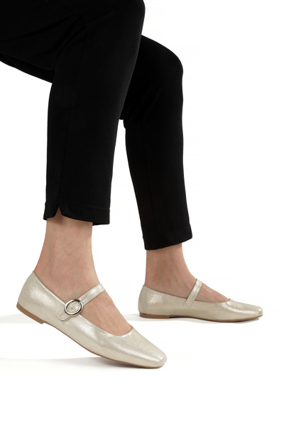 LUNA SHOES Balerini pentru femei Mary Jane Gold Soft Gold - Pantofi de zi cu zi, eleganti și strălucitori