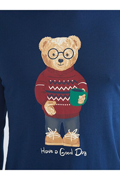 LC Waikiki Standart Kalıp Ayı Teddy Baskılı Erkek Pijama Takımı