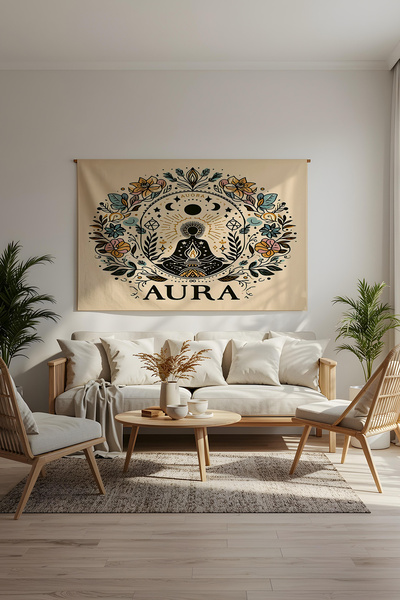 Etnik Dekor Aura Form Desenli Duvar Örtüsü