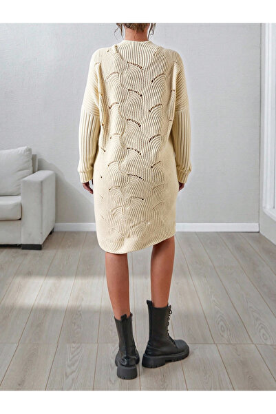 Knitoryx Φόρεμα με μοτίβο μίνι πλεκτό φόρεμα πουλόβερ βασικό τουνίκ (4 ζωηρά χρώματα)