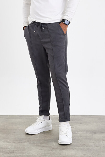 MADZEYMODA Новий сезон Чоловічі замшеві штани з подвійними штанинами та деталями з бахромою Сірі штани Mz22036