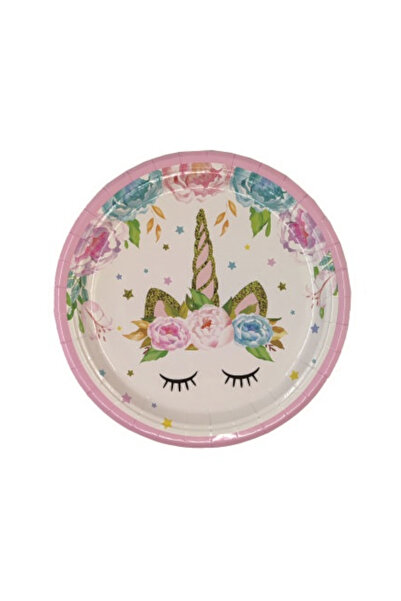 Mirific Party Set of 8 Multicolor Unicorn Cake Plates, 18 cm