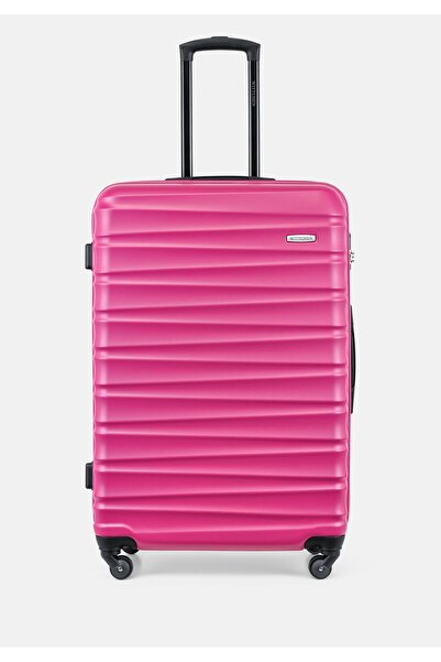 Wittchen Men's Large ABS Suitcase with Ribbing, Pink, Pink ABS